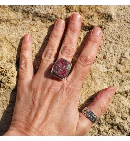 bague argent pierre framboise