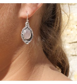 boucles d'oreilles argent quartz rose
