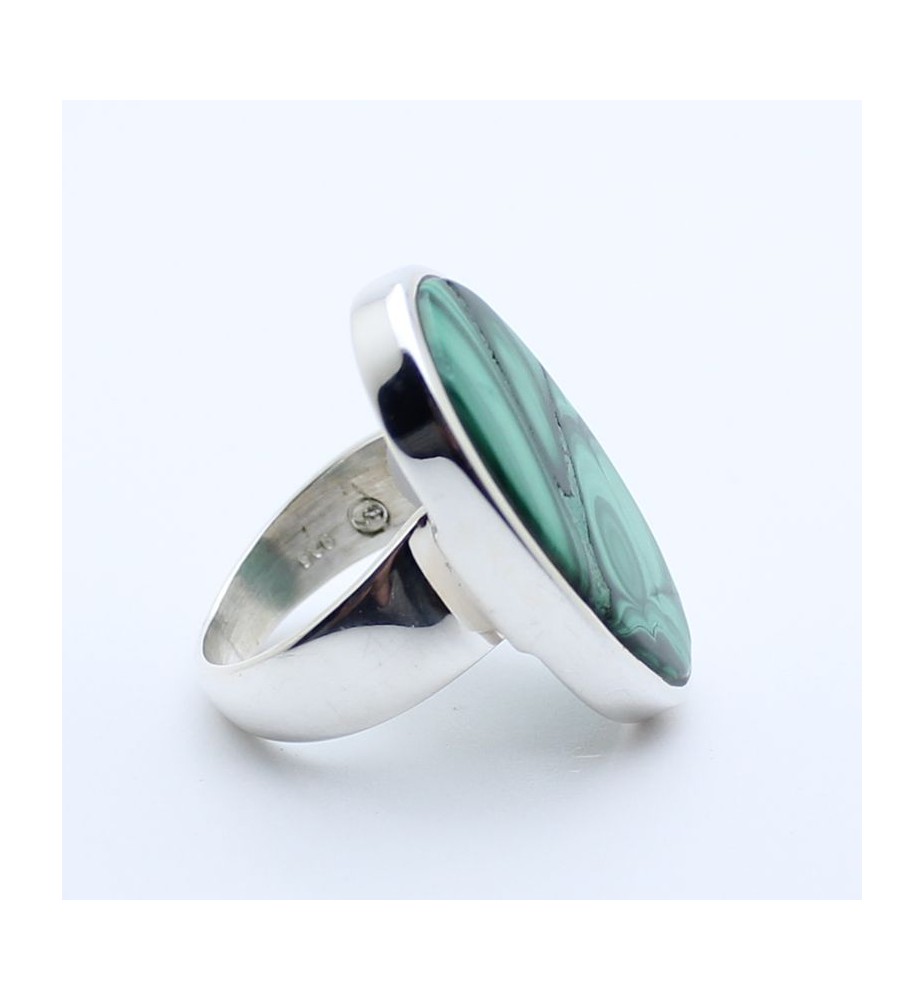 bague argent malachite