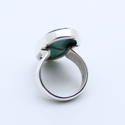 bague argent pierre verte