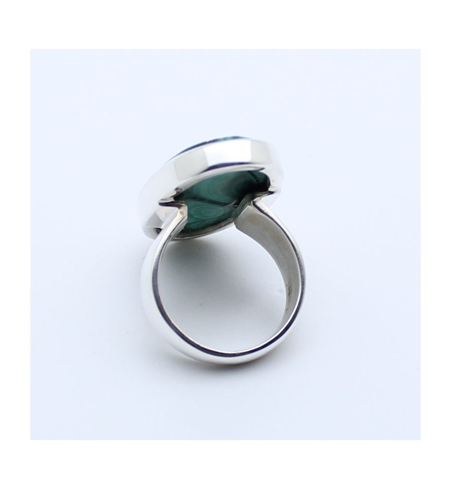 bague argent pierre verte