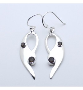 boucles oreilles quartz fumé