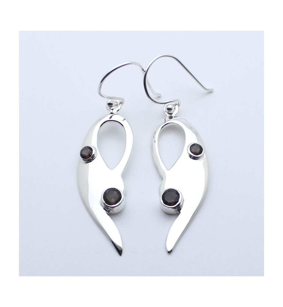 boucles oreilles quartz fumé