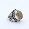 Bague en argent 925 et quartz rutile doré, cabochon ovale
