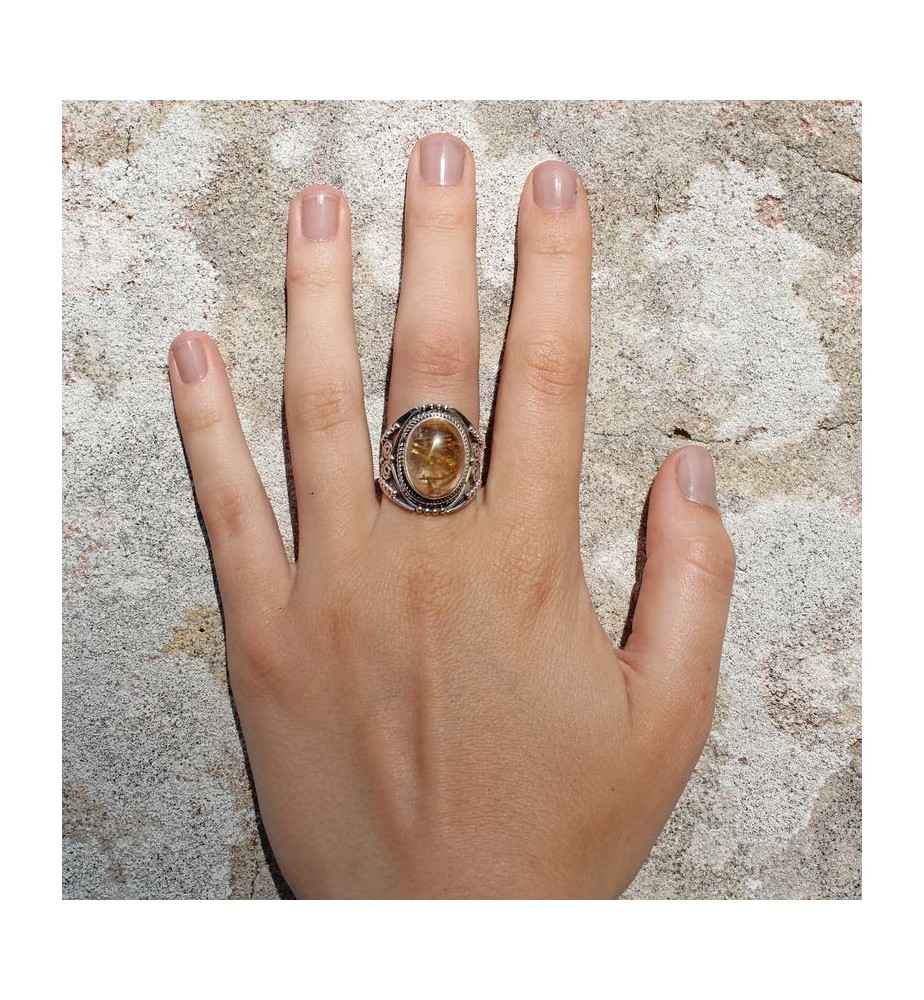 bague argent avec quartz