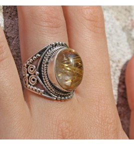 quartz rutile doré bague