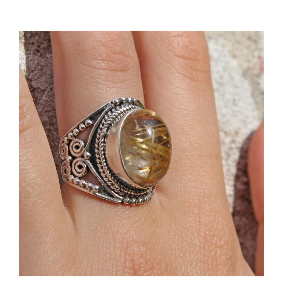 quartz rutile doré bague
