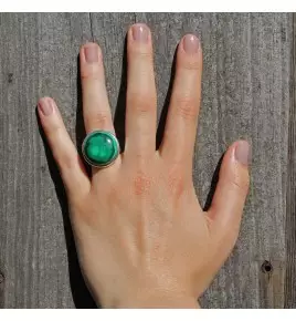 bague argent malachite