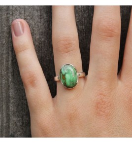 bague argent pierre verte