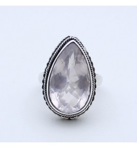 bague quartz rose argent
