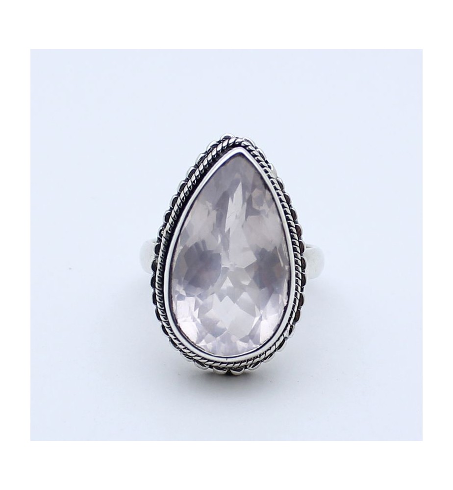 bague quartz rose argent