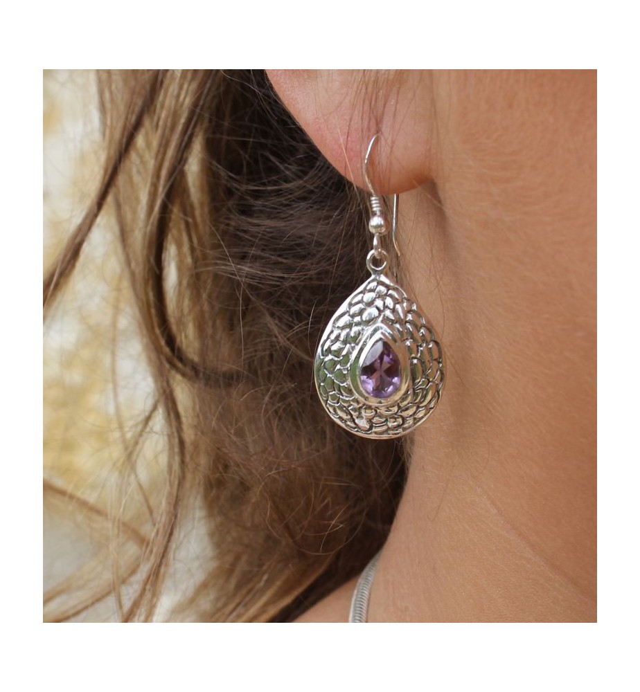 boucles d'oreilles améthyste