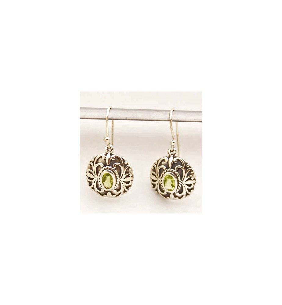 boucles d oreilles argent péridot
