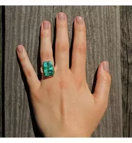 bague pierre bleu vert