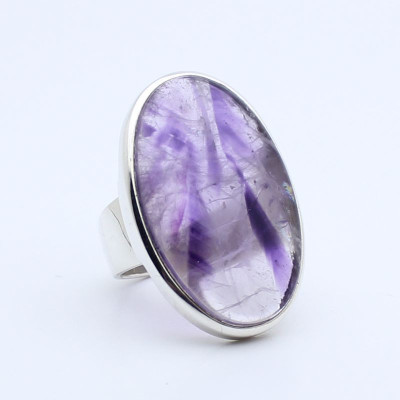 Bague En Argent 925‰ Avec Améthyste Naturelle Facettée Et Marcassite - Poids 6.2g - Neuf Avec étiquettes