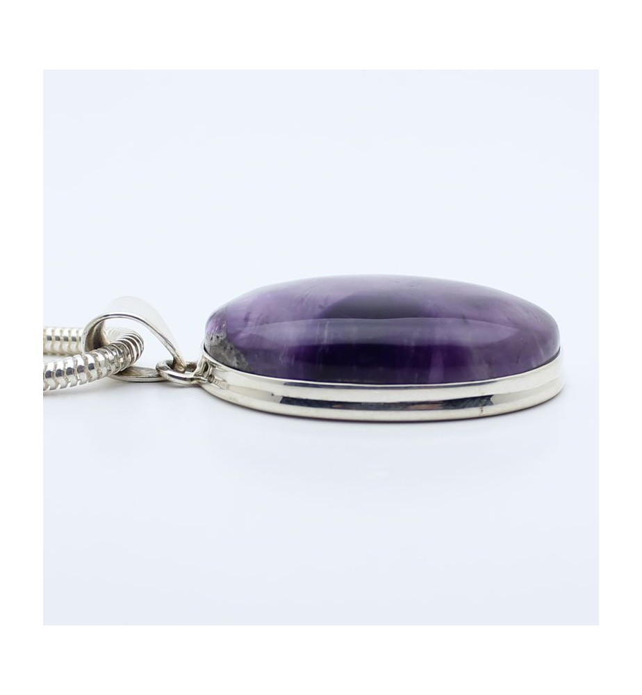 pendentif argent pierre violette