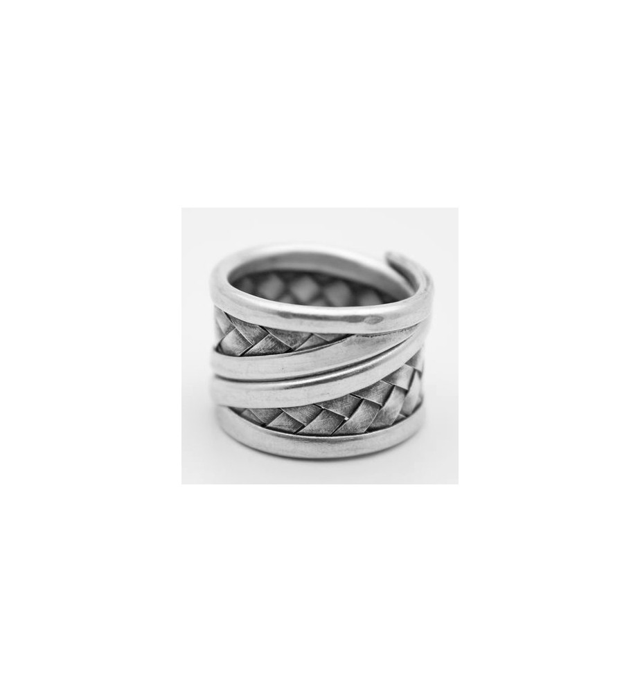 bague tressée argent homme