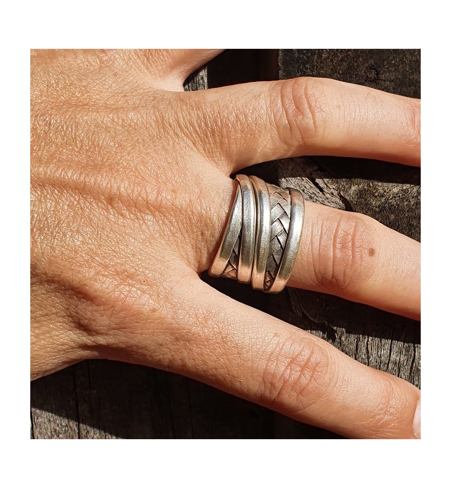 anneau argent tressé