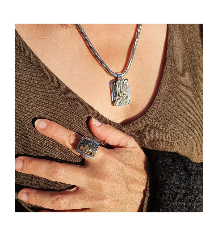 pyrite ardoise bague