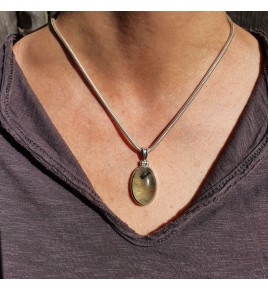 prehnite pendant sterling