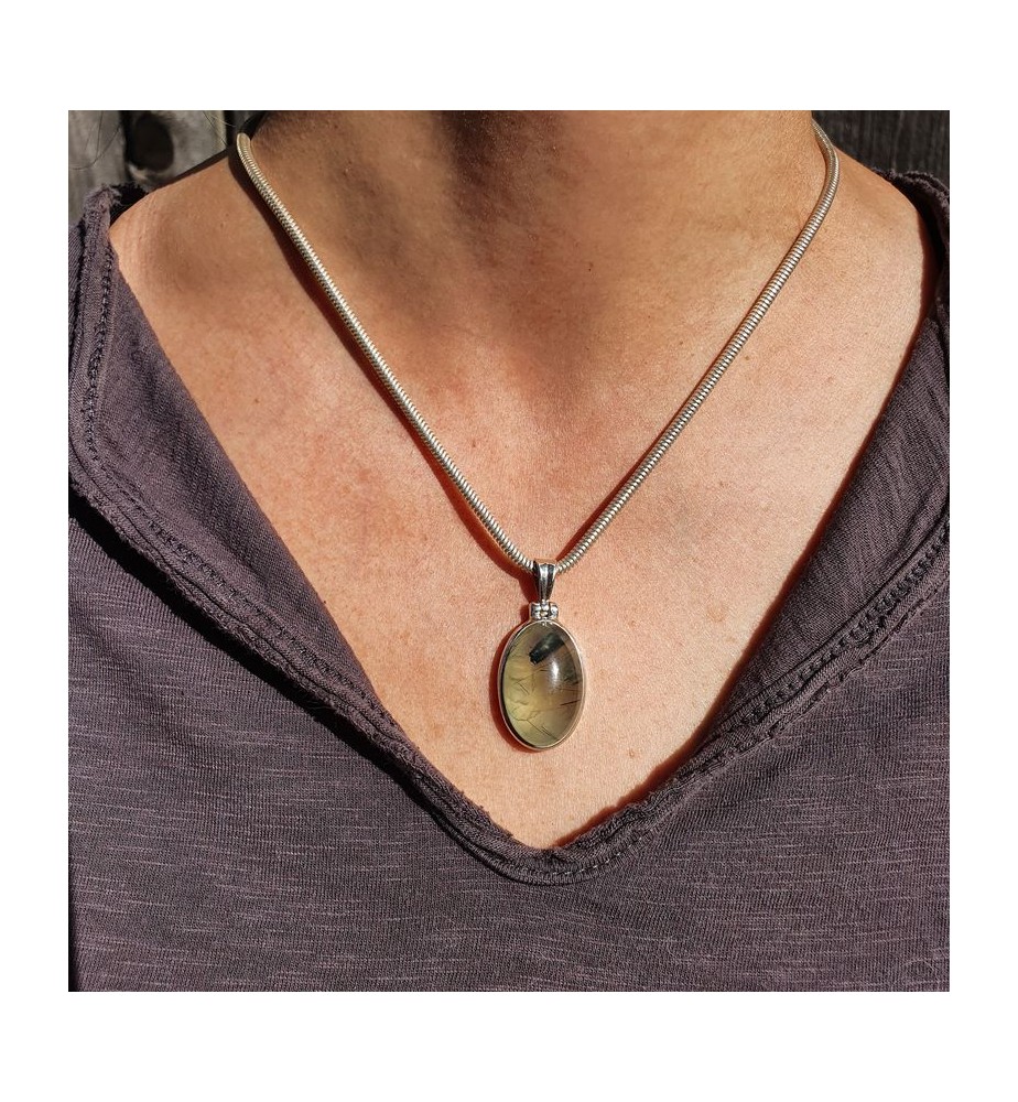 prehnite pendant sterling
