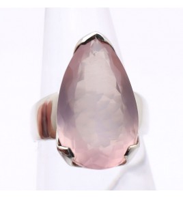 bague quartz rose argent