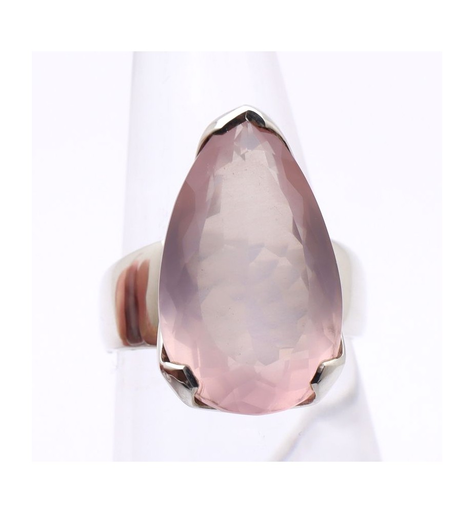 bague quartz rose argent