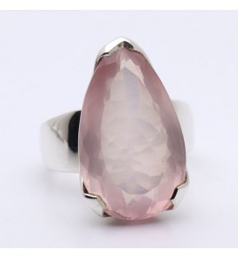 bague quartz rose facetté