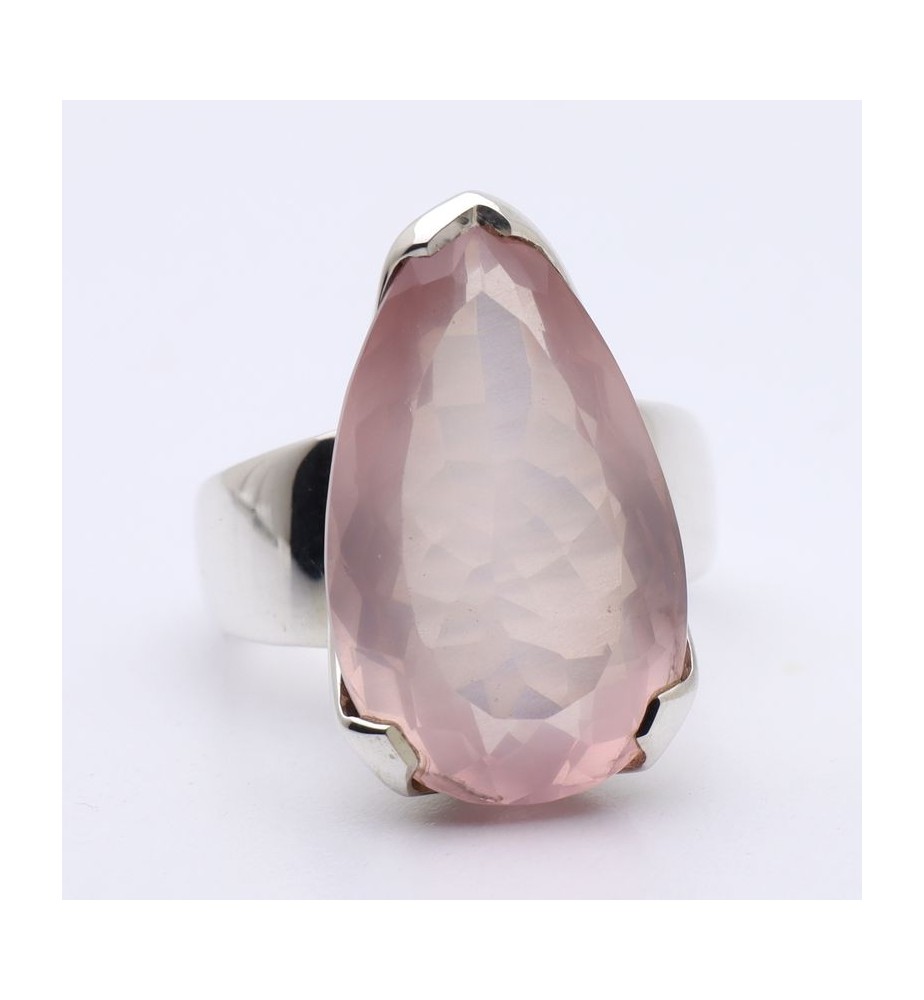 bague quartz rose facetté