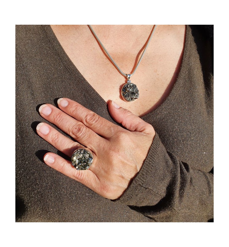 bague pyrite pierre