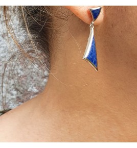boucles d oreilles puces argent lapis lazuli