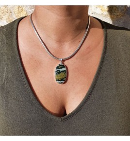 pendentif jaspe orbiculaire argent