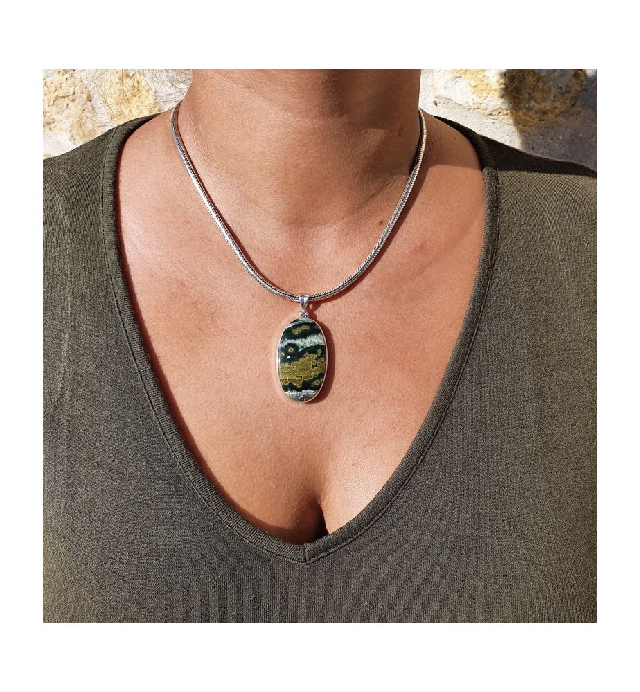 pendentif jaspe orbiculaire argent