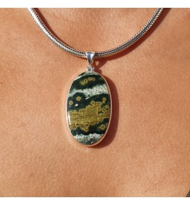 pendentif argent et jaspe océan