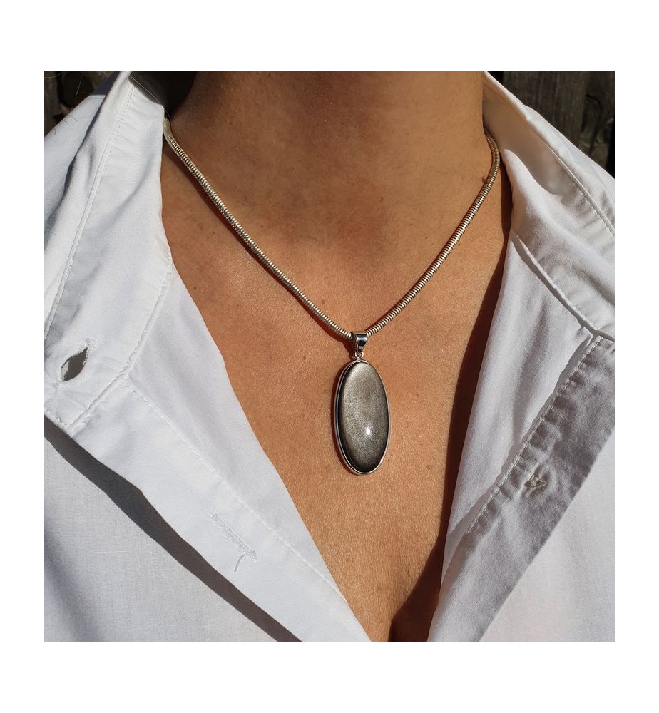 pendentif argent et pierre fine