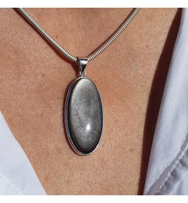 pendentif obsidienne argent