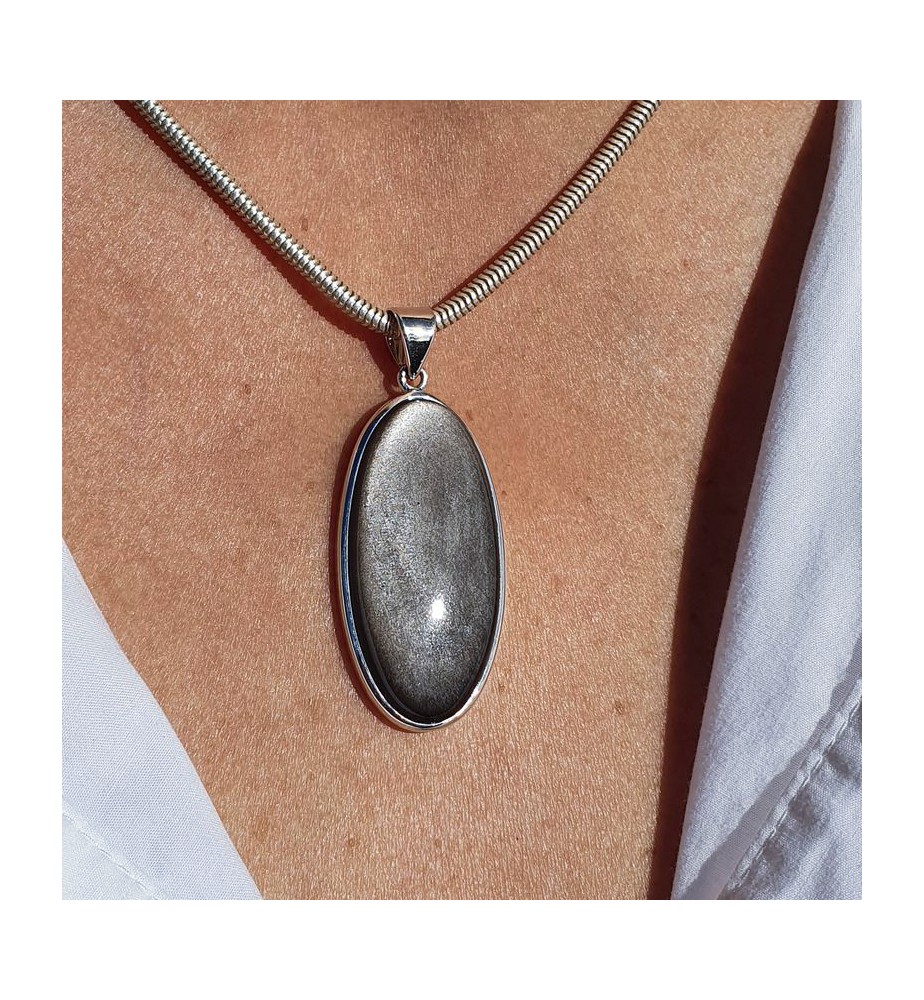 pendentif obsidienne argent