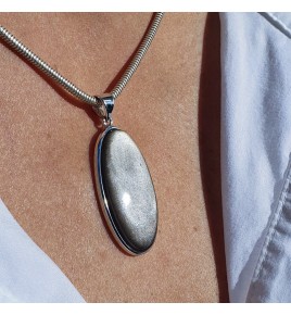 obsidienne argentée pendentif