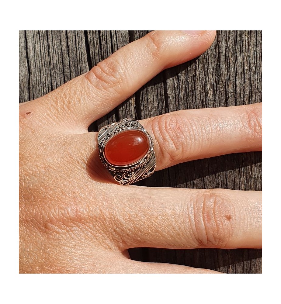 bague cornaline argent