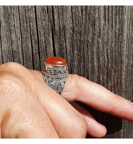 bague argent pierre orange