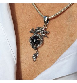 pendentif argent dragon onyx