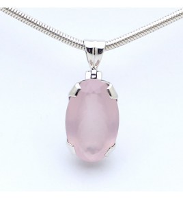 pendentif argent quartz rose