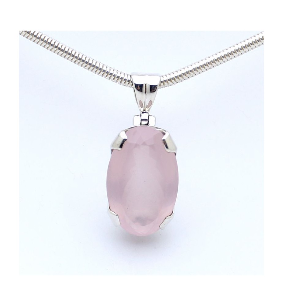 pendentif argent quartz rose