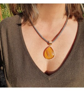 pendentif ambre argent