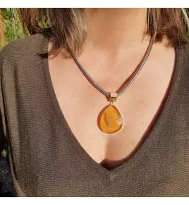 pendentif ambre argent