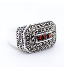 bague  grenat argent