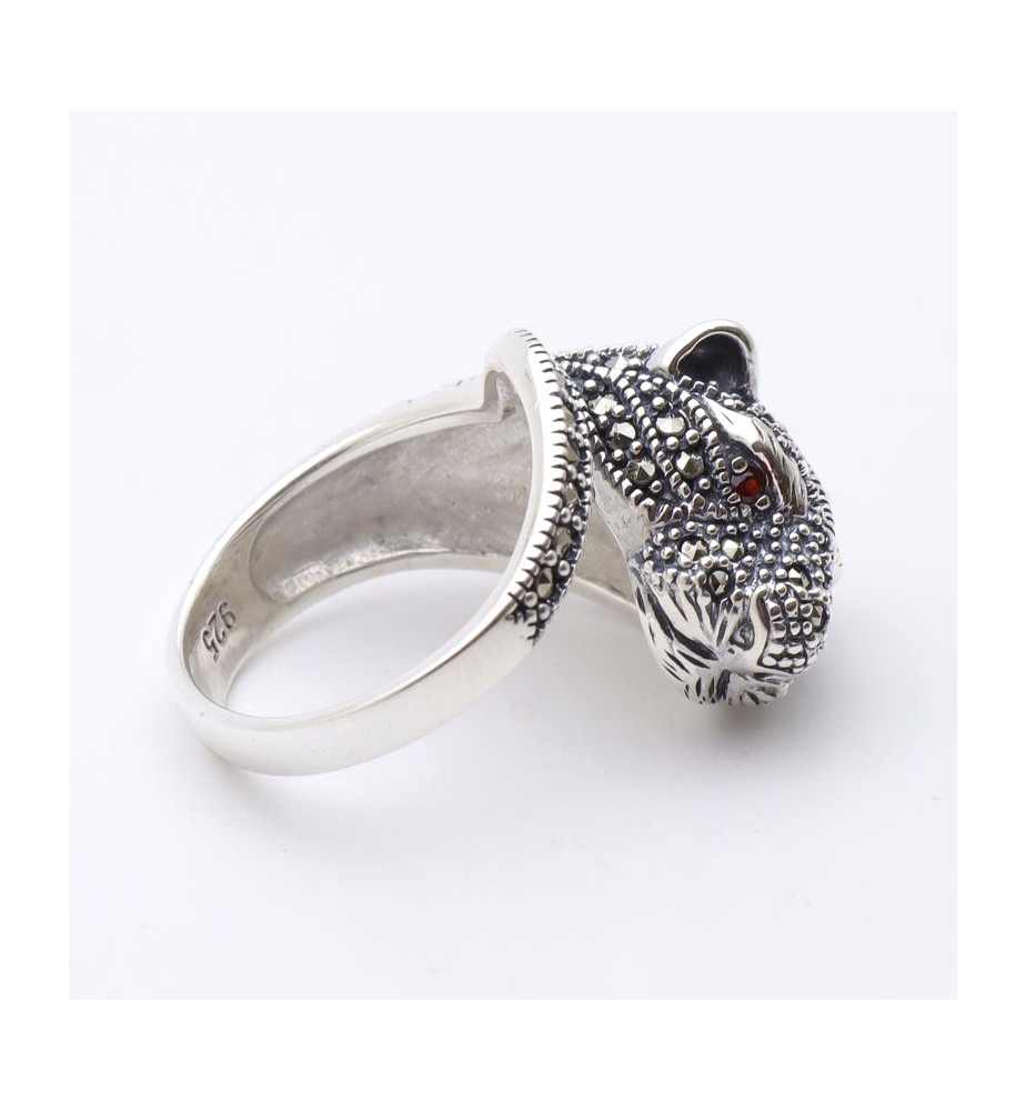 bague argent marcassite panthere