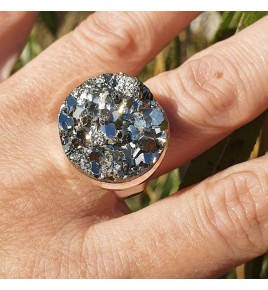 bague argent pierre dorée