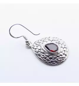 boucle d'oreille argent grenat
