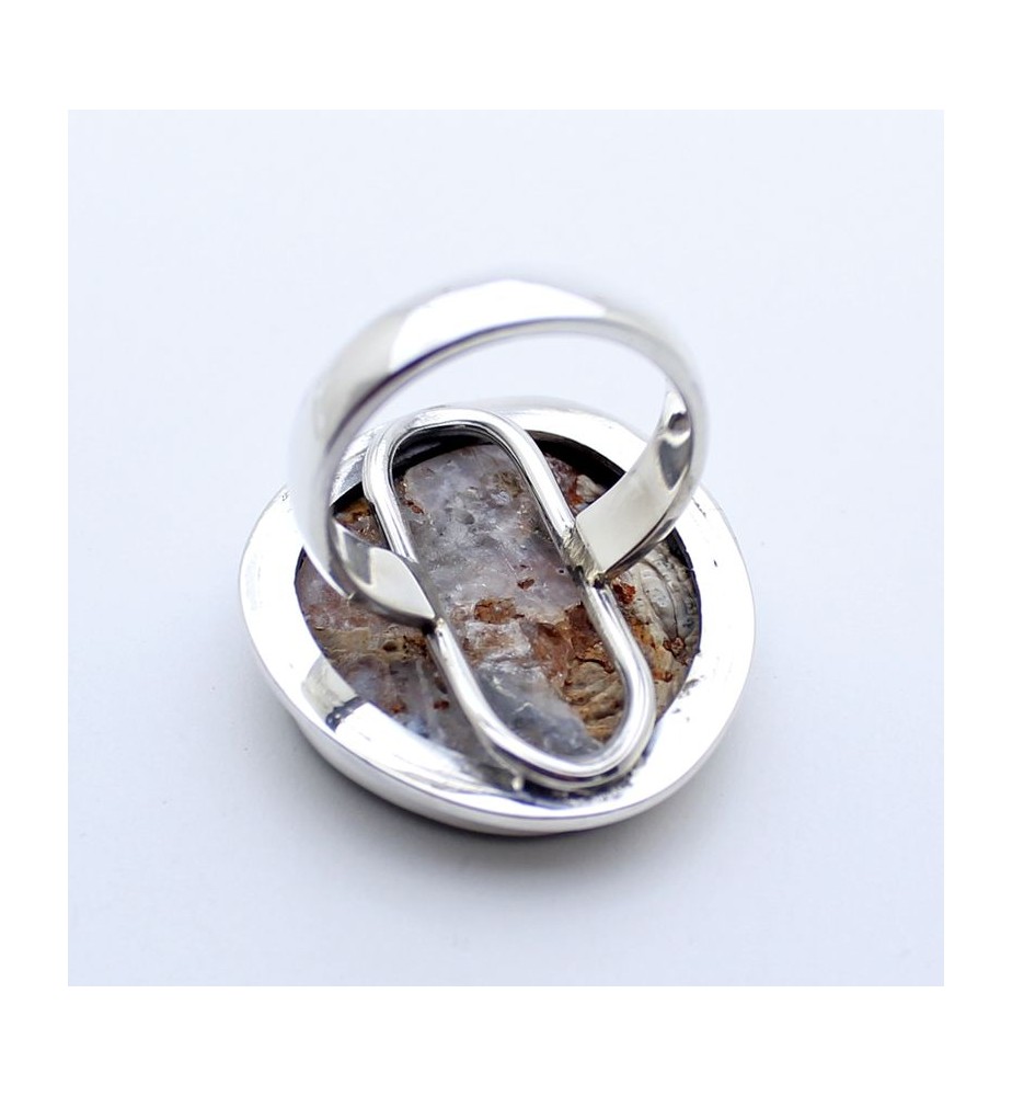 Bague En Argent 925 Et Calcédoine Ronde - Modèle BA-AR-574, Taille 56 - Neuf Avec étiquettes